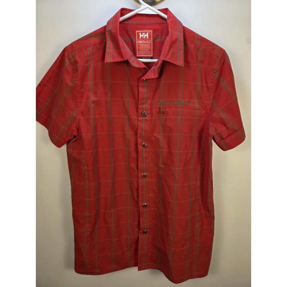 Helly Hensen Ekolab Men Shirt Short Sleeves Medium Red Pre-Owned